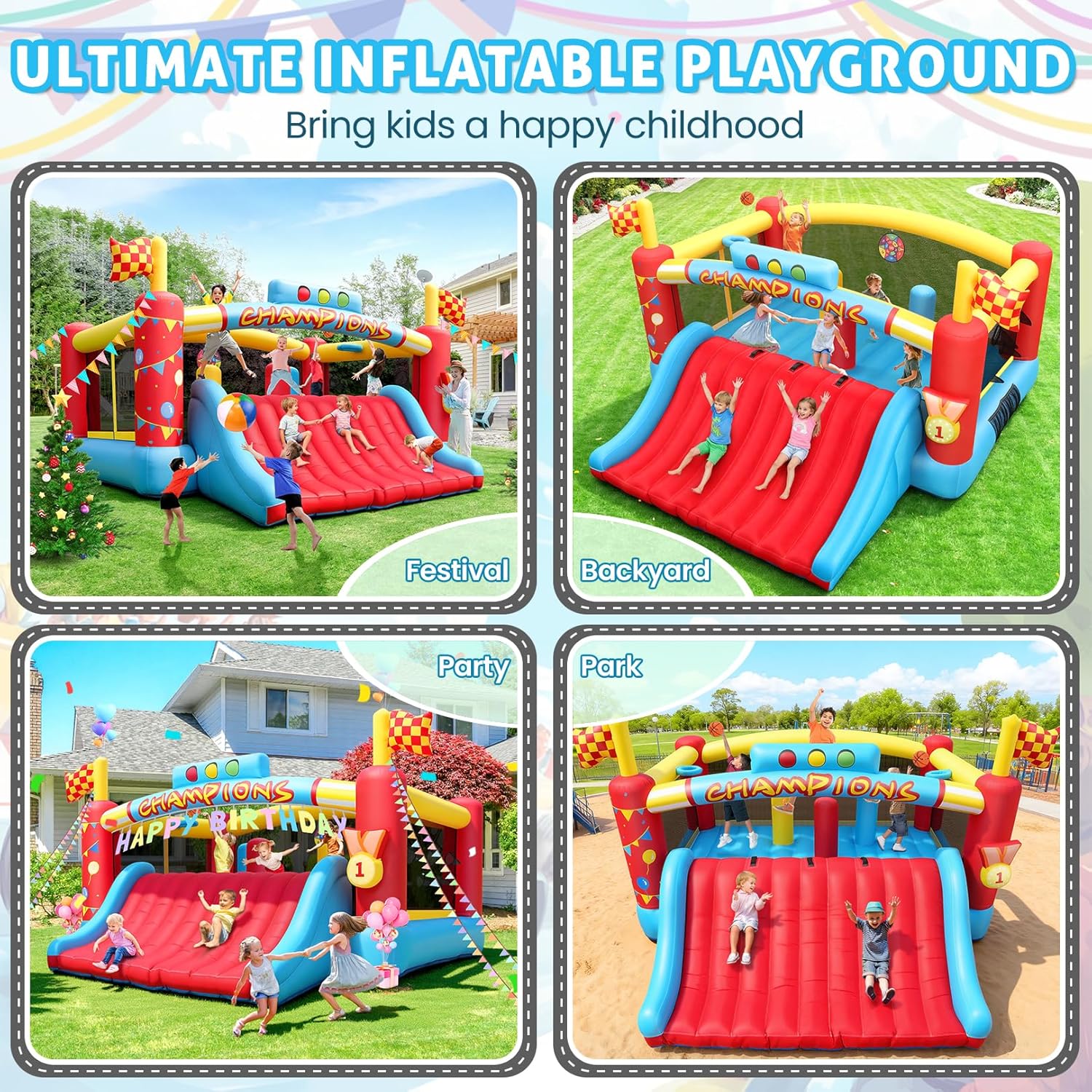 Großes Aufblasbares Hüpfhaus f – Outdoor Games For Kids Bewertung und Preis