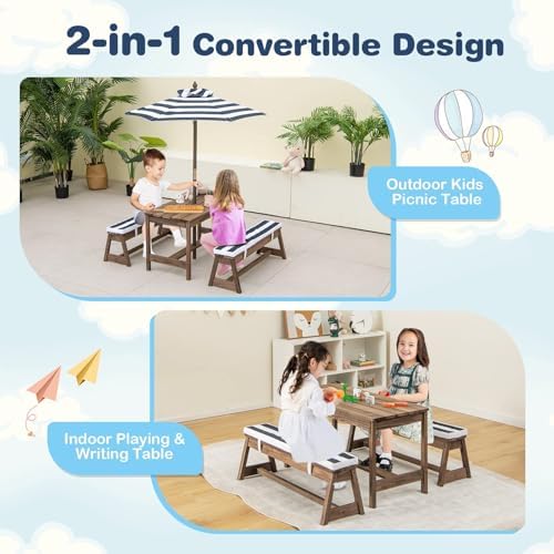 Kinder-Picknicktisch, Outdoor- – Kids Outdoor Bench With Umbrella Bewertung und Preis