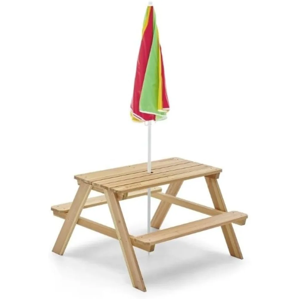Holz-Picknicktisch für Kinder  – Kids Outdoor Bench With Umbrella Bewertung und Preis