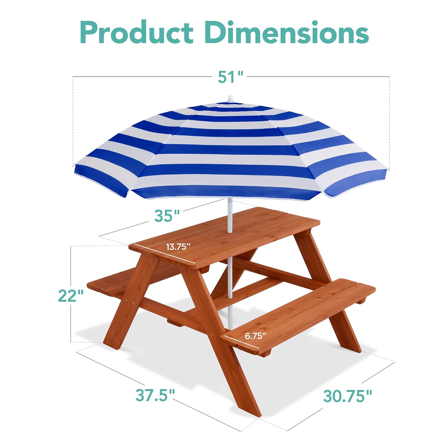 Holz-Picknicktisch für Kinder  – Kids Outdoor Bench With Umbrella Bewertung und Preis
