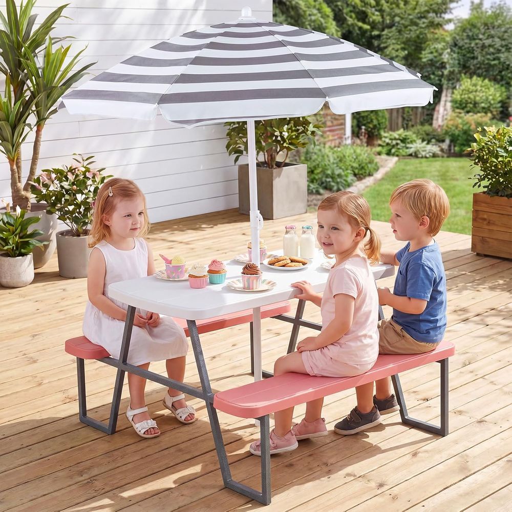Kinder-Picknicktisch, Outdoor- – Kids Outdoor Bench With Umbrella Bewertung und Preis